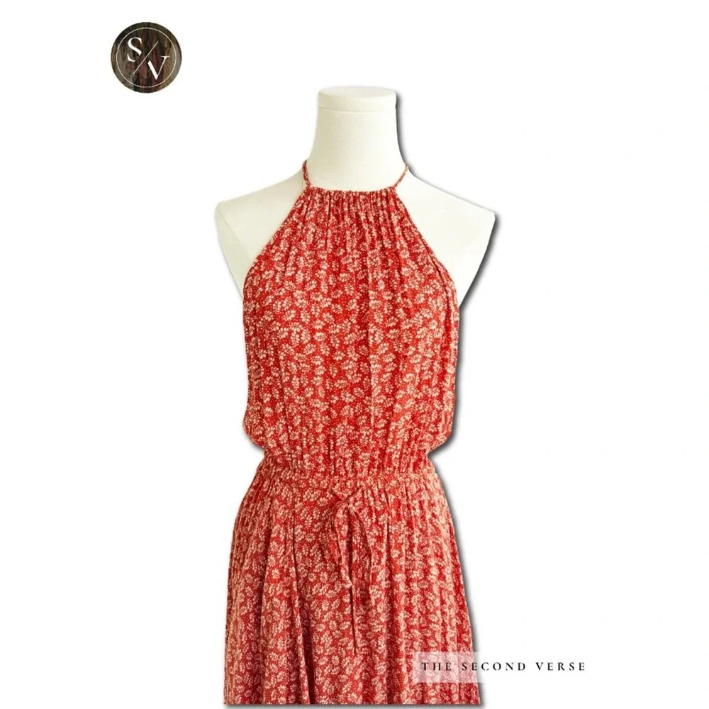 Vici Floral Maxi Dress Halter Dress Boho Wedding Guest Size Medium - Picture 4 of 7